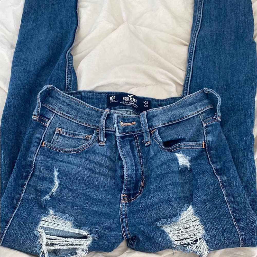 Hollister Blue Skinny Jeans with Distressed Details
